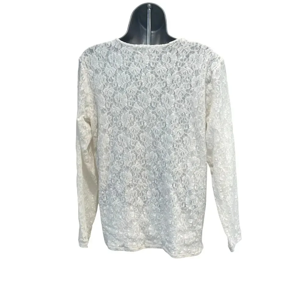 3-Stretch Semi Sheer Sparkle Floral Design Tops by 'Shoulders to Go' Small/Med